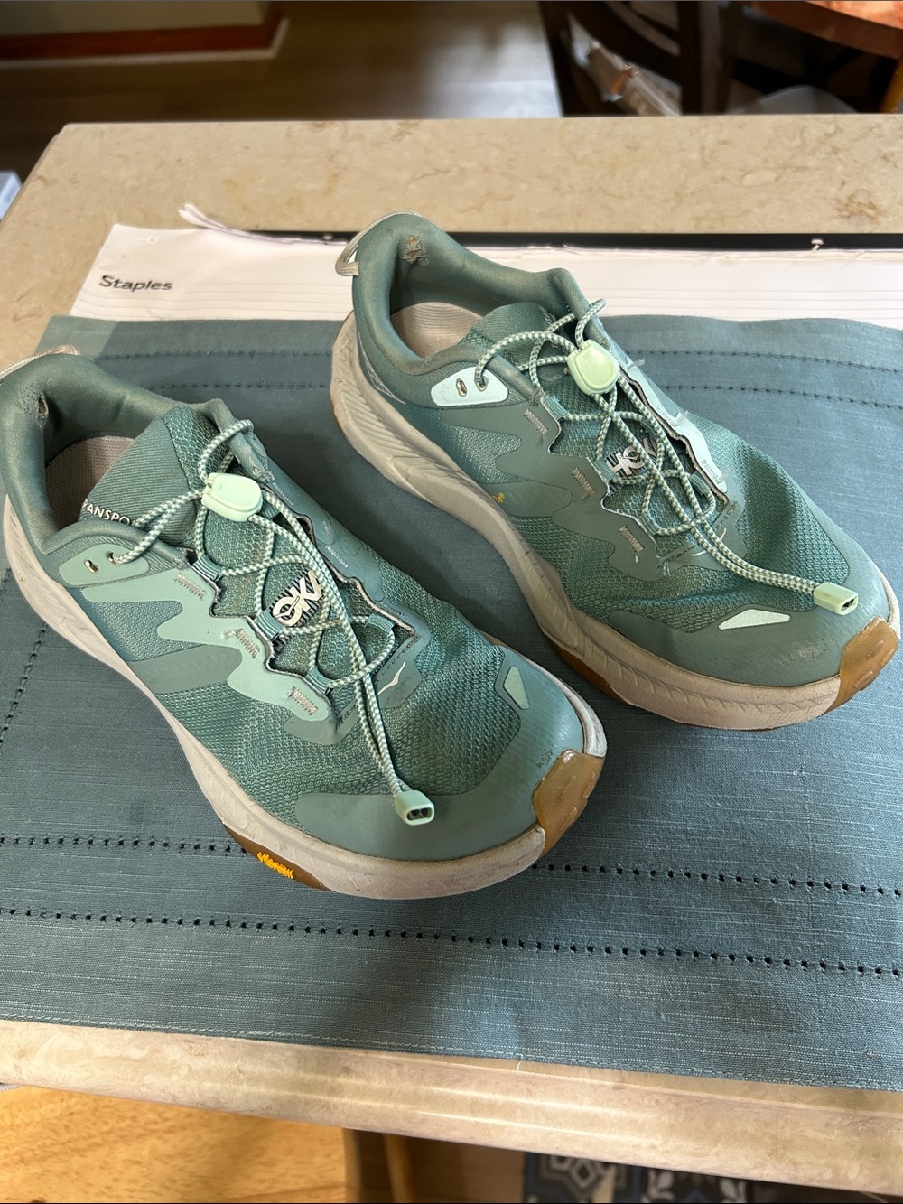 Hoka Women's Athletic Shoes in Sage and White with Toggle Lacing